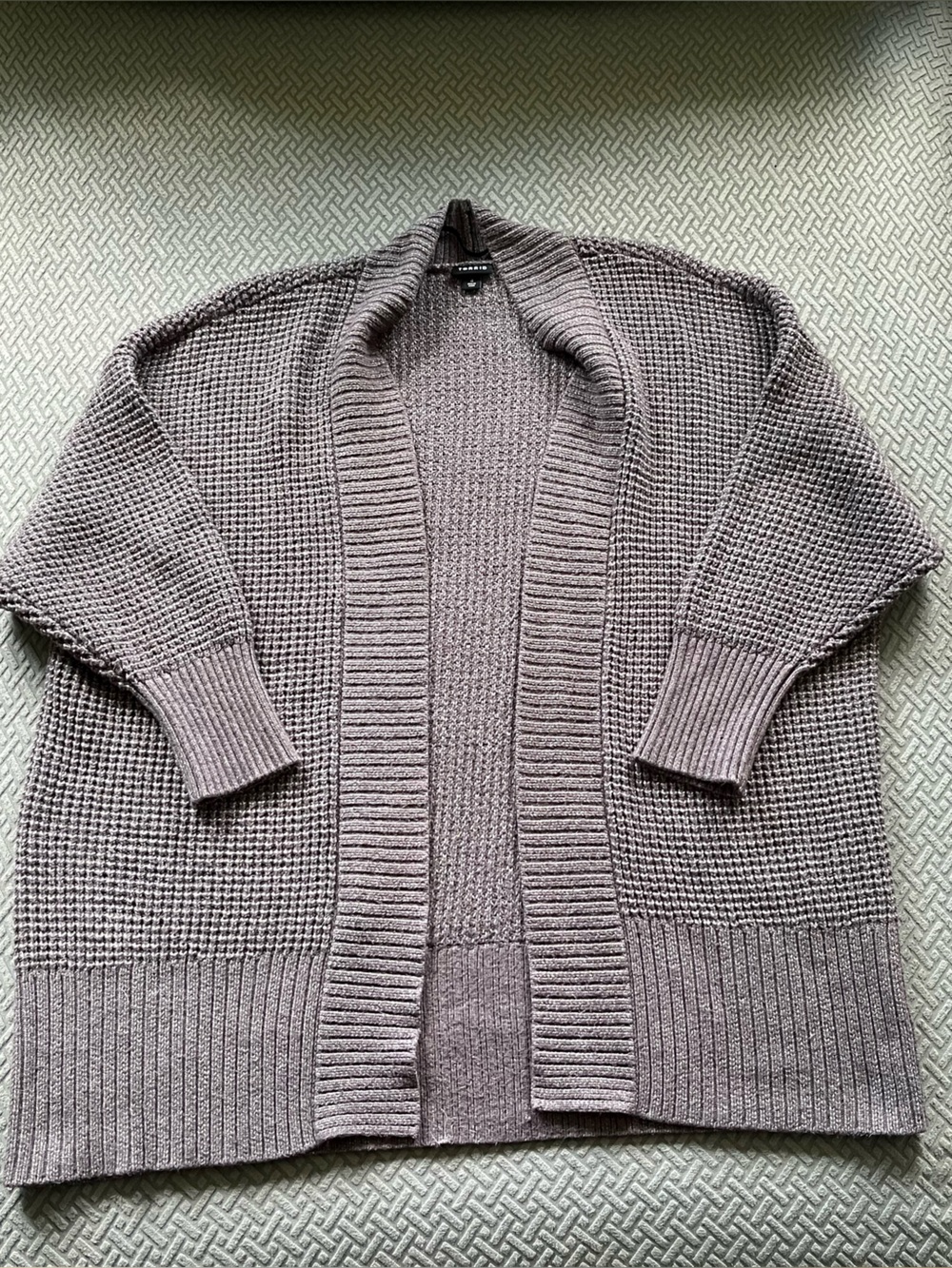 Torrid Gray Waffle Weave Open-Front Knit Cardigan